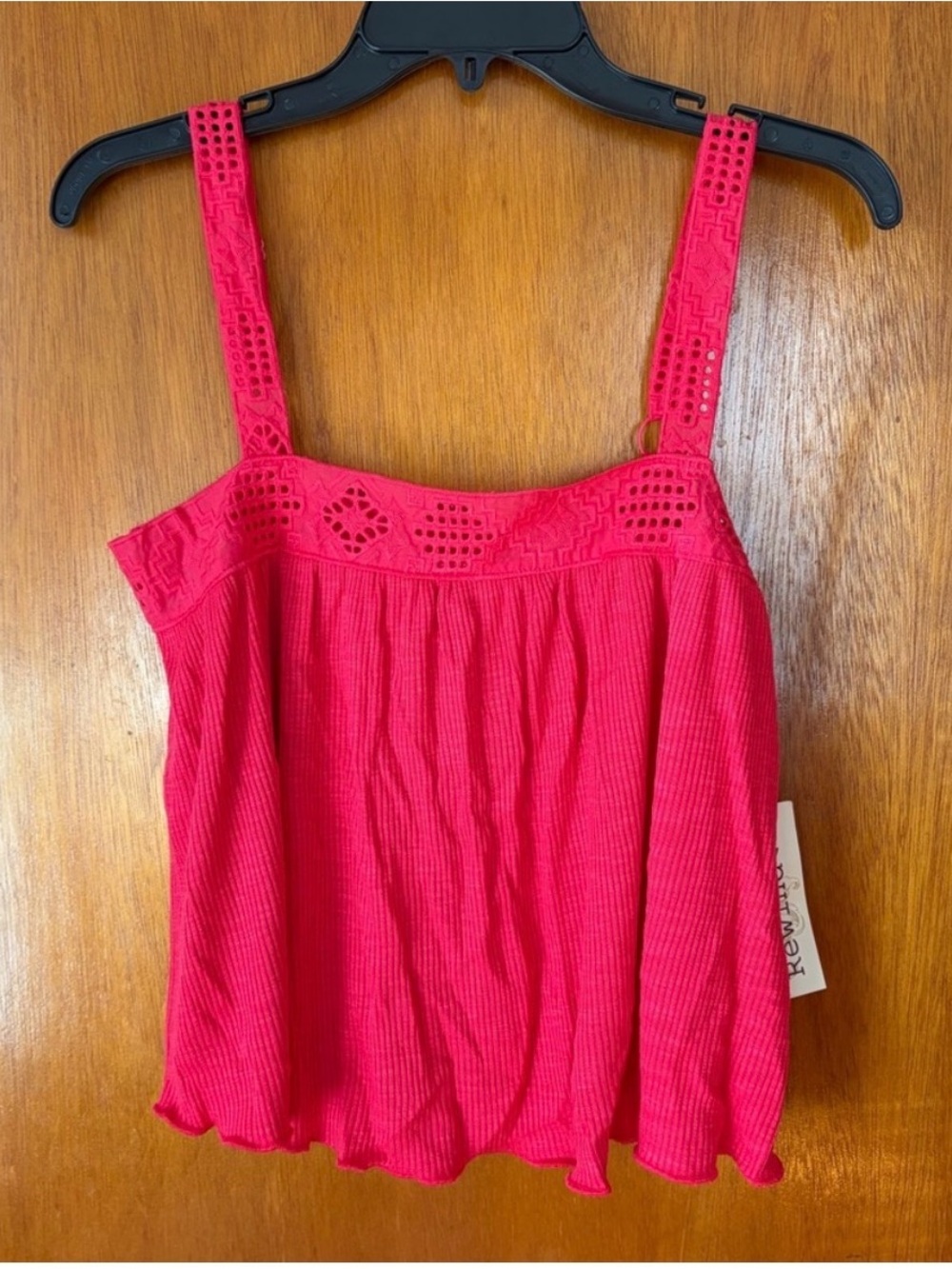 NWT Women’s Pink Crochet-Trim Tank Top